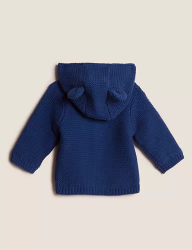 Pure Cotton Chunky Knitted Cardigan (0-3 Yrs) 3 of 6
