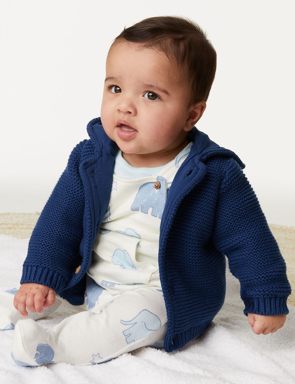 Pure Cotton Chunky Knitted Cardigan (0-3 Yrs) 5 of 6