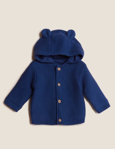 Pure Cotton Chunky Knitted Cardigan (0-3 Yrs) 2 of 6