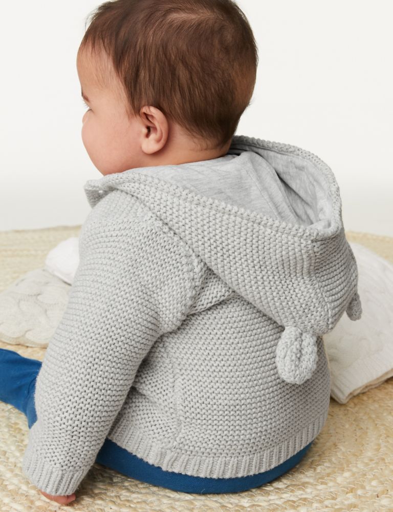 Pure Cotton Chunky Knitted Cardigan (0-3 Yrs) 6 of 6