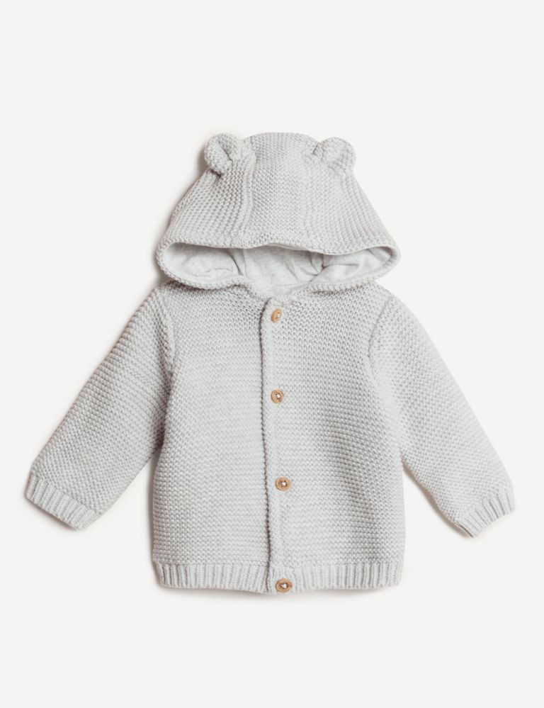 Pure Cotton Chunky Knitted Cardigan (0-3 Yrs) 2 of 6
