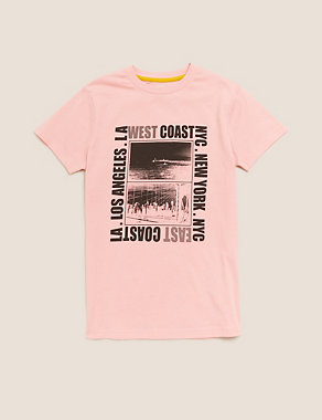 Pure Cotton Coast Print T-Shirt (6-16 Yrs) Image 2 of 4