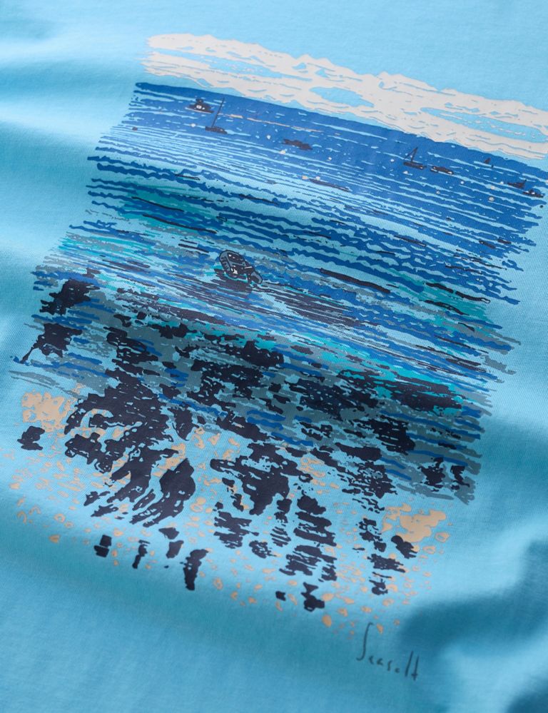 Pure Cotton Coastal Print Crew Neck T-Shirt 4 of 5