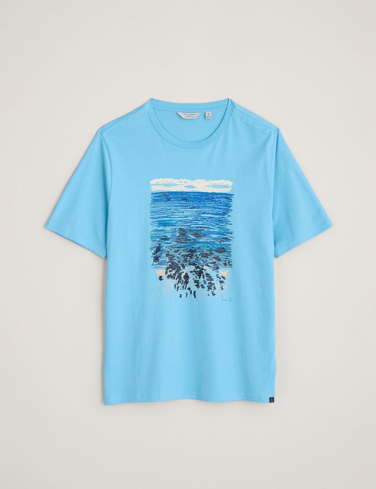Pure Cotton Coastal Print Crew Neck T-Shirt 5 of 5