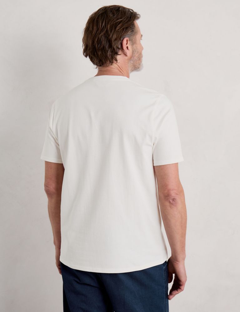 Pure Cotton Coastal Print Crew Neck T-Shirt 3 of 5