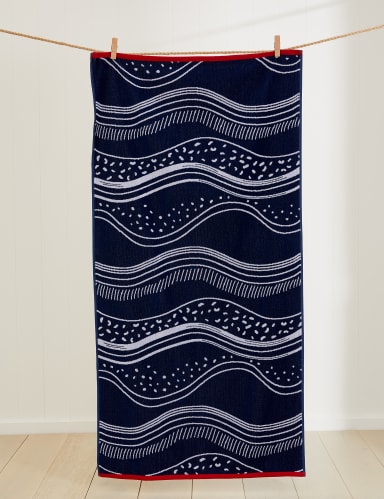Pure Cotton Coastal Wave Beach Towel 1 of 3