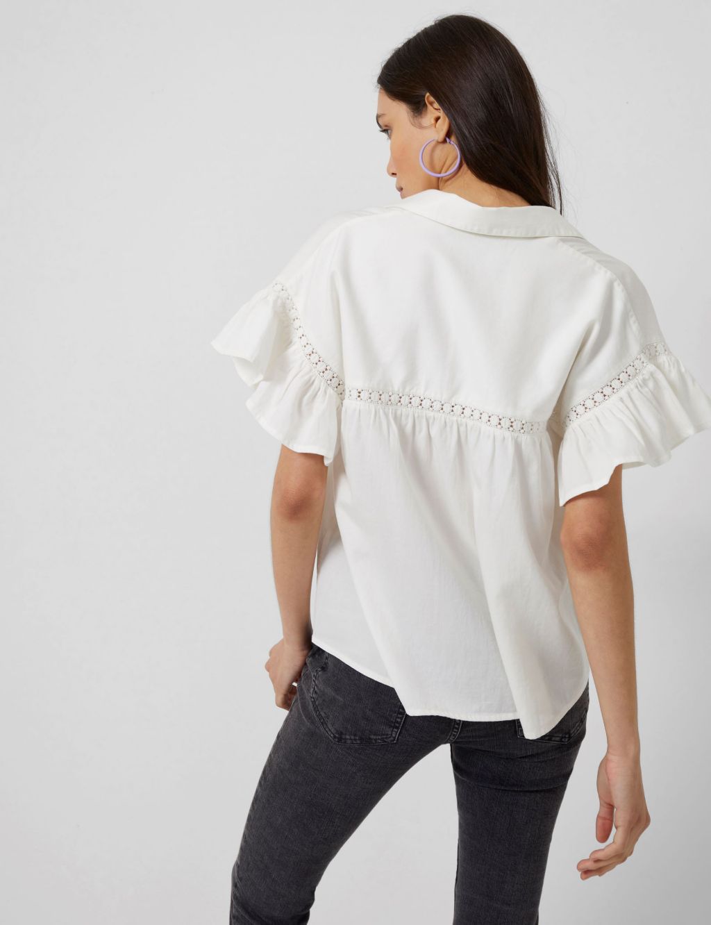 Pure Cotton Collared Frill Sleeve Shirt 2 of 4