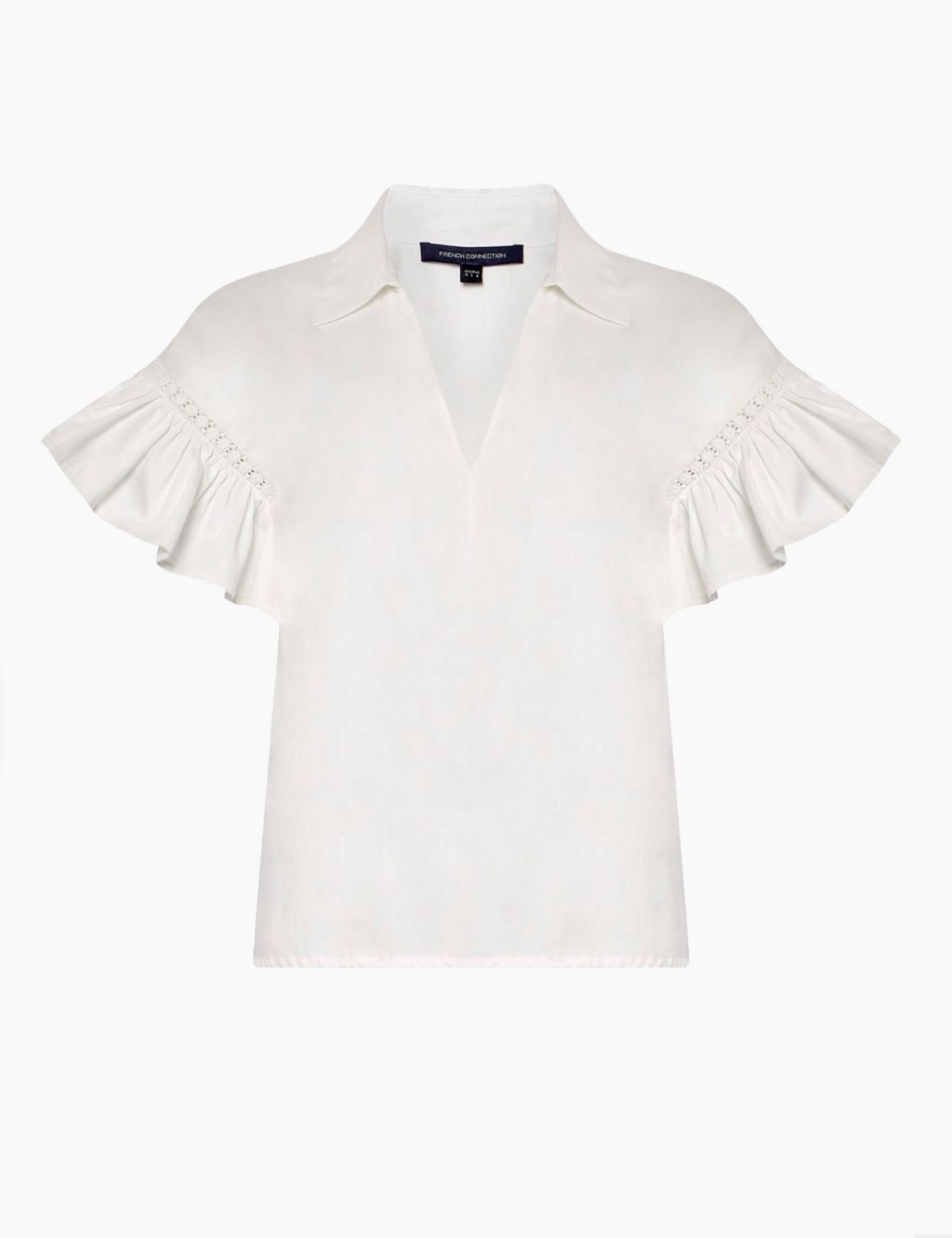 Pure Cotton Collared Frill Sleeve Shirt 1 of 4