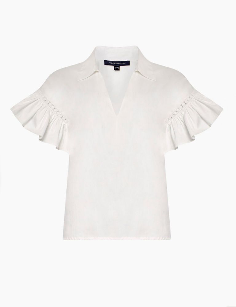 Pure Cotton Collared Frill Sleeve Shirt 2 of 4