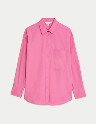 Pure Cotton Collared Oversized Shirt Image 2 of 5