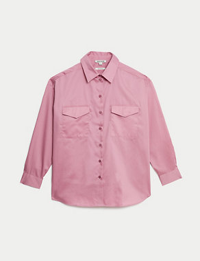Pure Cotton Collared Relaxed Utility Shirt Image 2 of 5