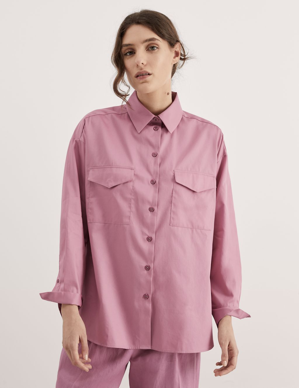 Pure Cotton Collared Relaxed Utility Shirt 3 of 5