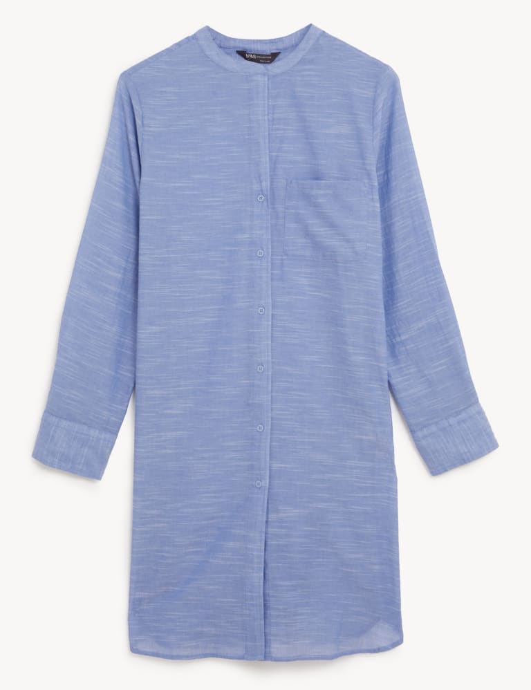 Pure Cotton Collarless Beach Cover Up Shirt M S Collection M S