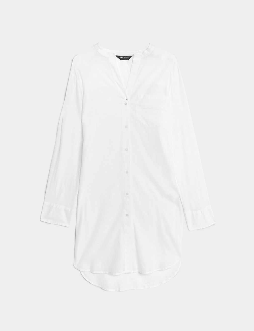 Pure Cotton Collarless Beach Cover Up Shirt 1 of 5