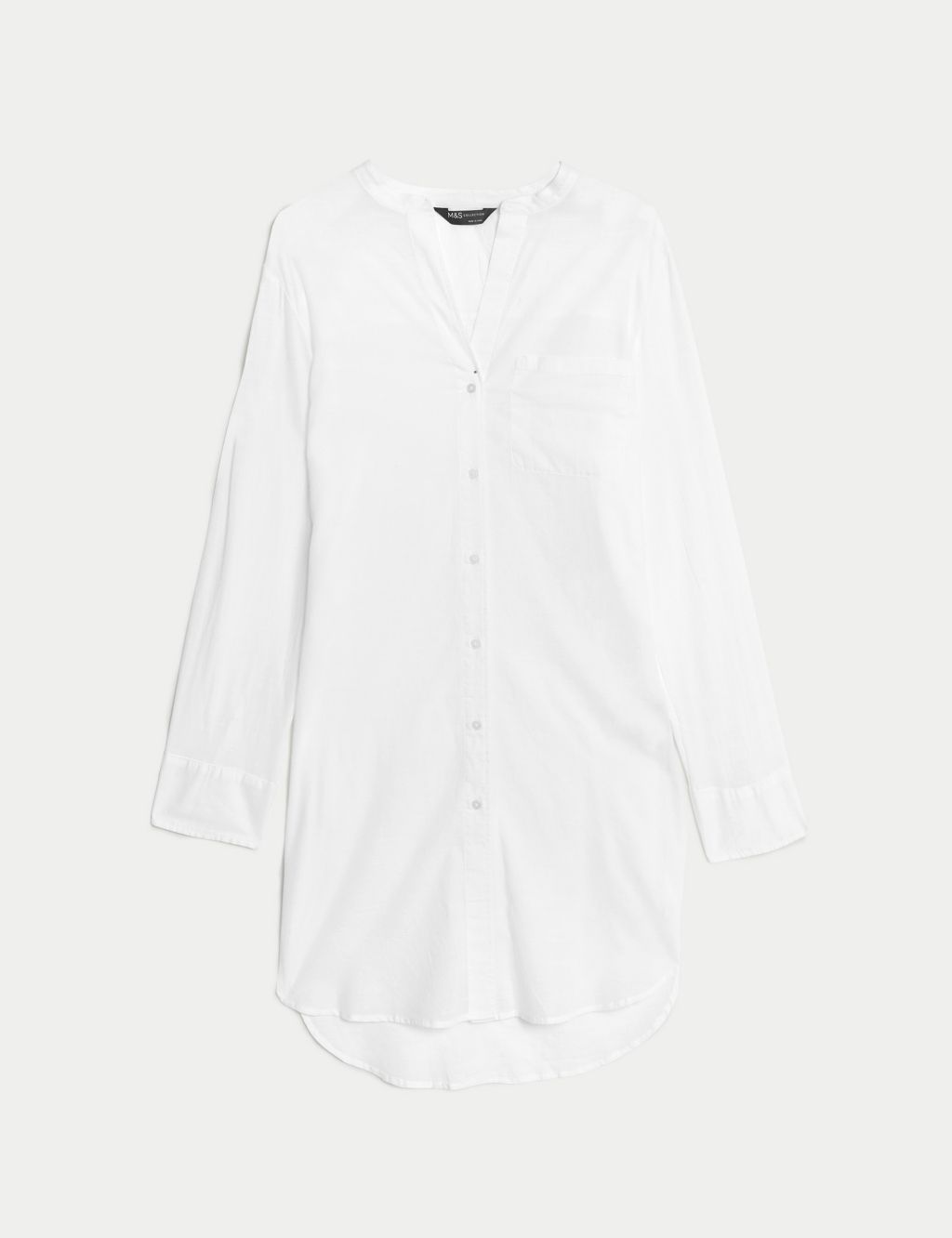 Pure Cotton Collarless Beach Cover Up Shirt 1 of 5