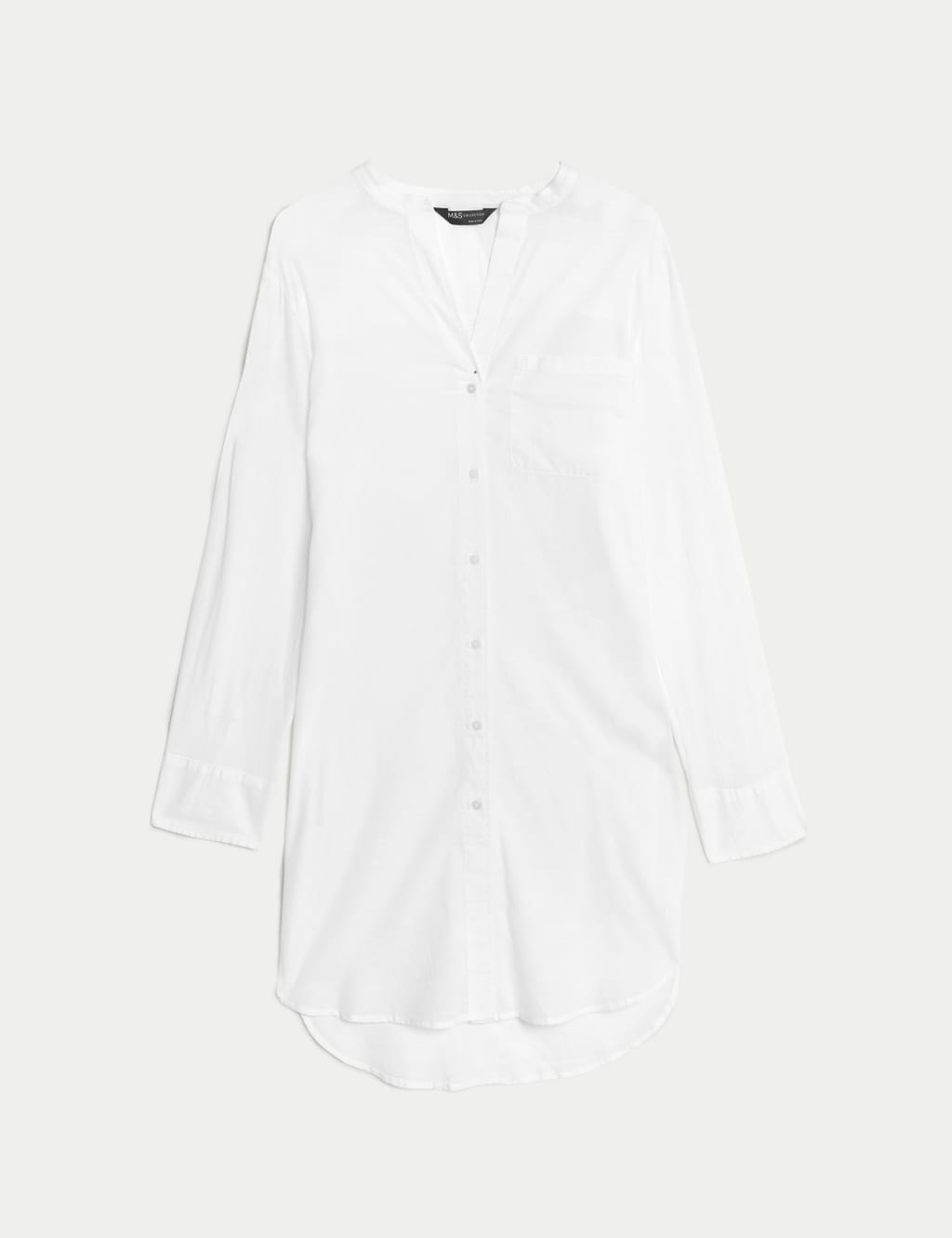 Pure Cotton Collarless Beach Cover Up Shirt 1 of 5