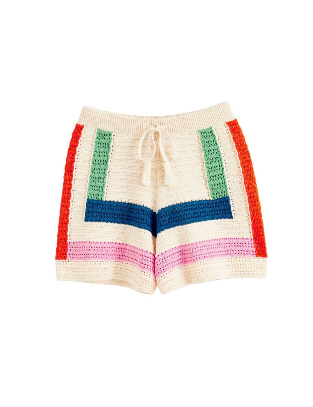 Pure Cotton Colour Block Crochet Shorts 1 of 3