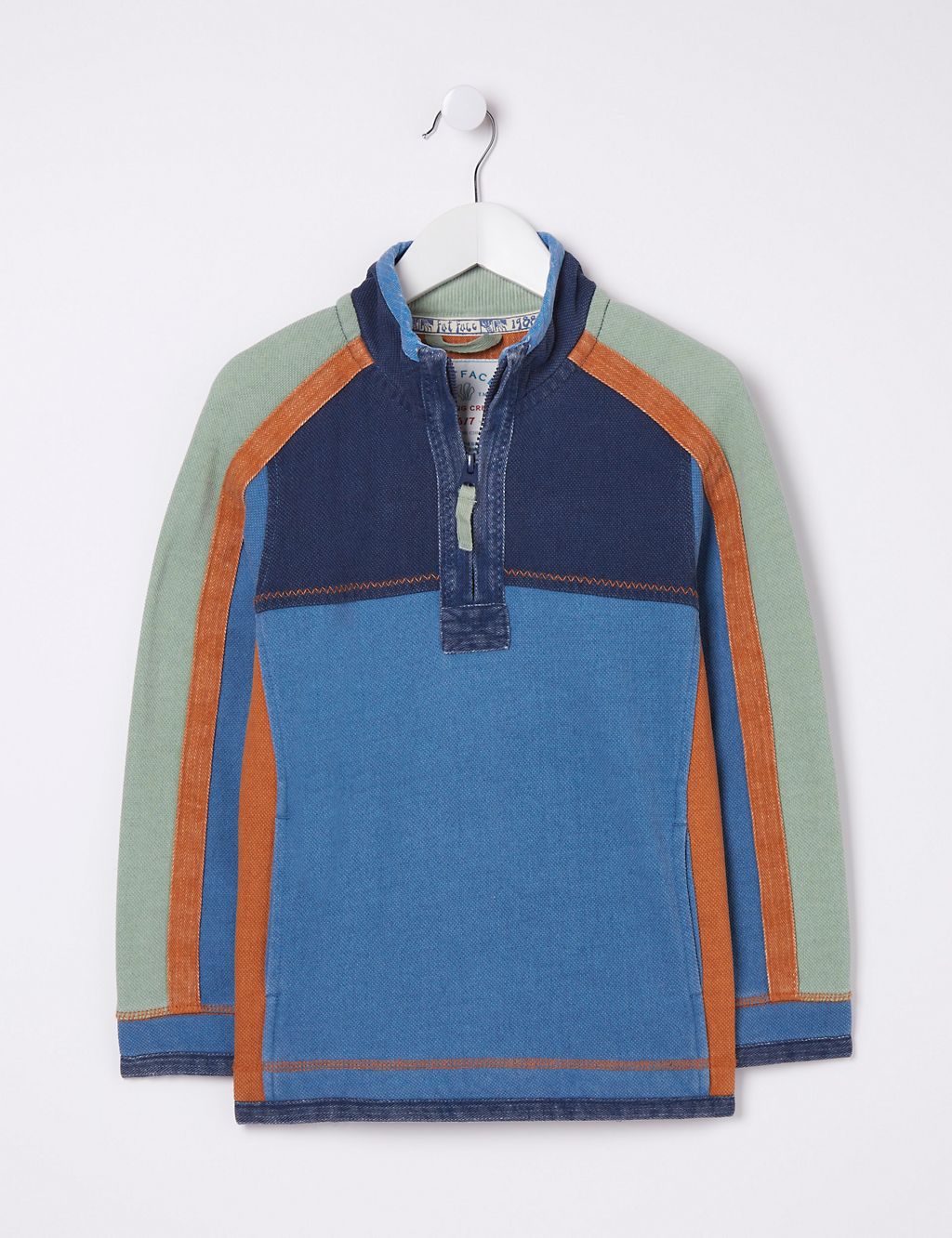 Pure Cotton Colour Block Half Zip Sweatshirt (3-13 Yrs) 3 of 4