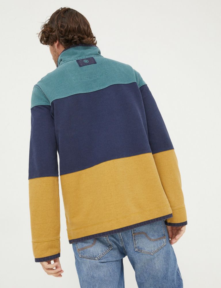 Pure Cotton Colour Block Half Zip Sweatshirt 3 of 5