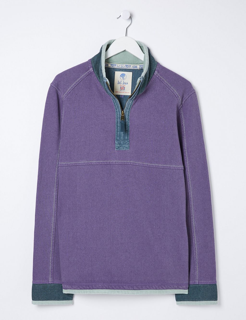 Pure Cotton Colour Block Half Zip Sweatshirt 1 of 4