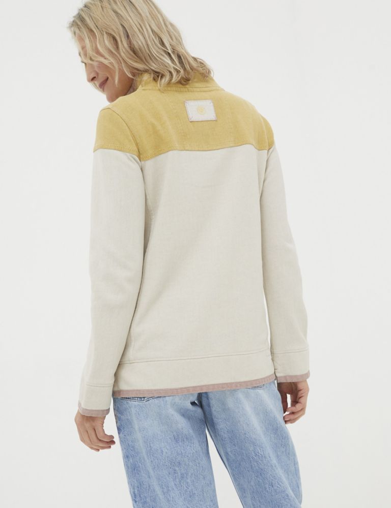 Pure Cotton Colour Block Half Zip Sweatshirt 3 of 4