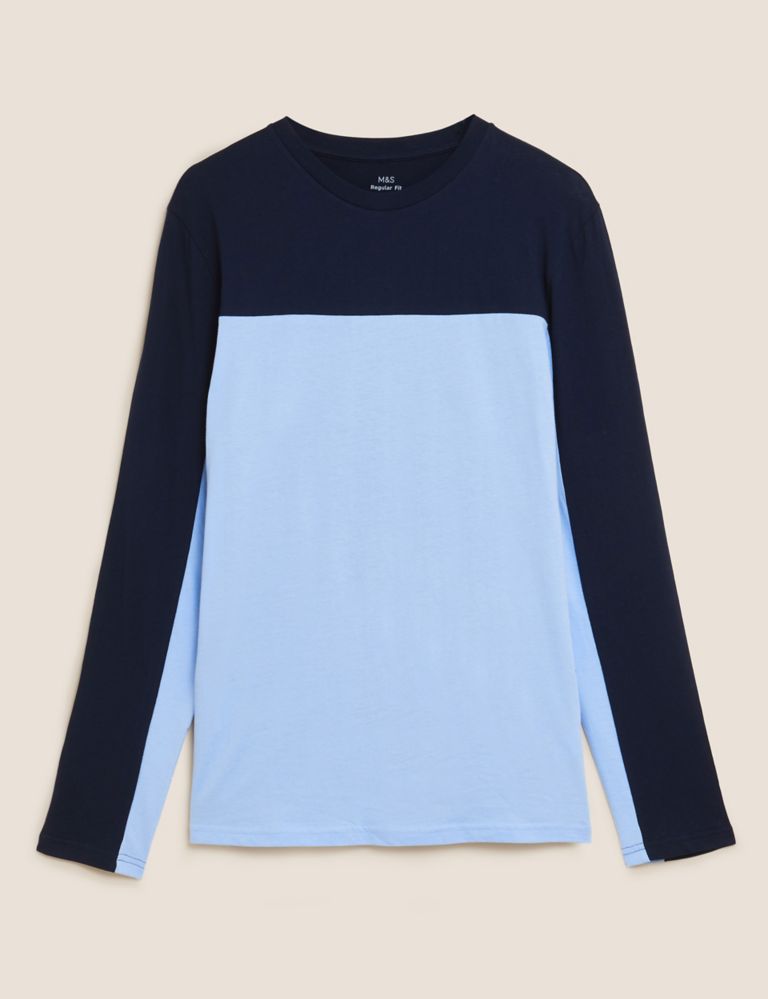 Pure Cotton Colour Block Long Sleeve T-Shirt 1 of 1