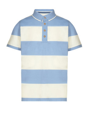 Pure Cotton Colour Block Piqué Polo Shirt Image 2 of 4