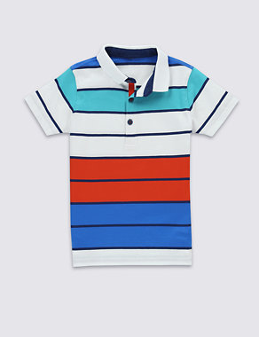 Pure Cotton Colour Block Polo Shirt (1-7 Years) Image 2 of 3