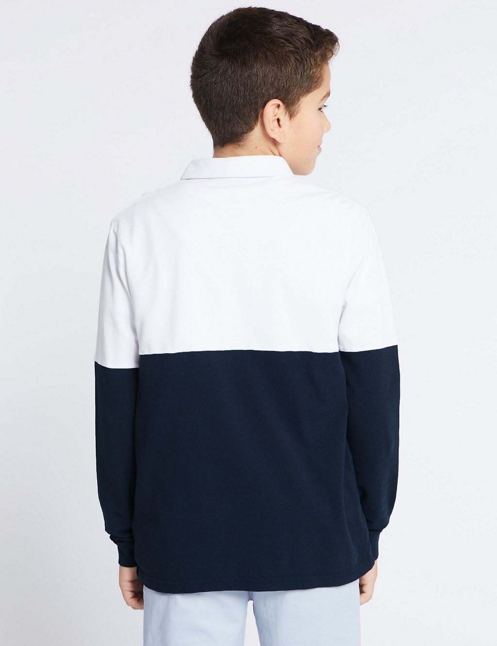 Pure Cotton Colour Block Polo Shirt (3-16 Years) 2 of 3
