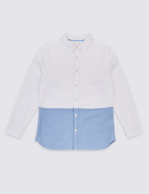 Pure Cotton Colour Block Shirt (3-16 Years) Image 2 of 4