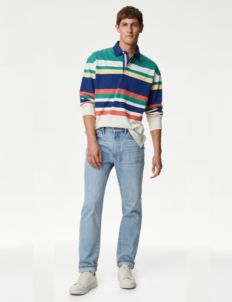 Pure Cotton Colour Block Striped Rugby Shirt 5 of 7