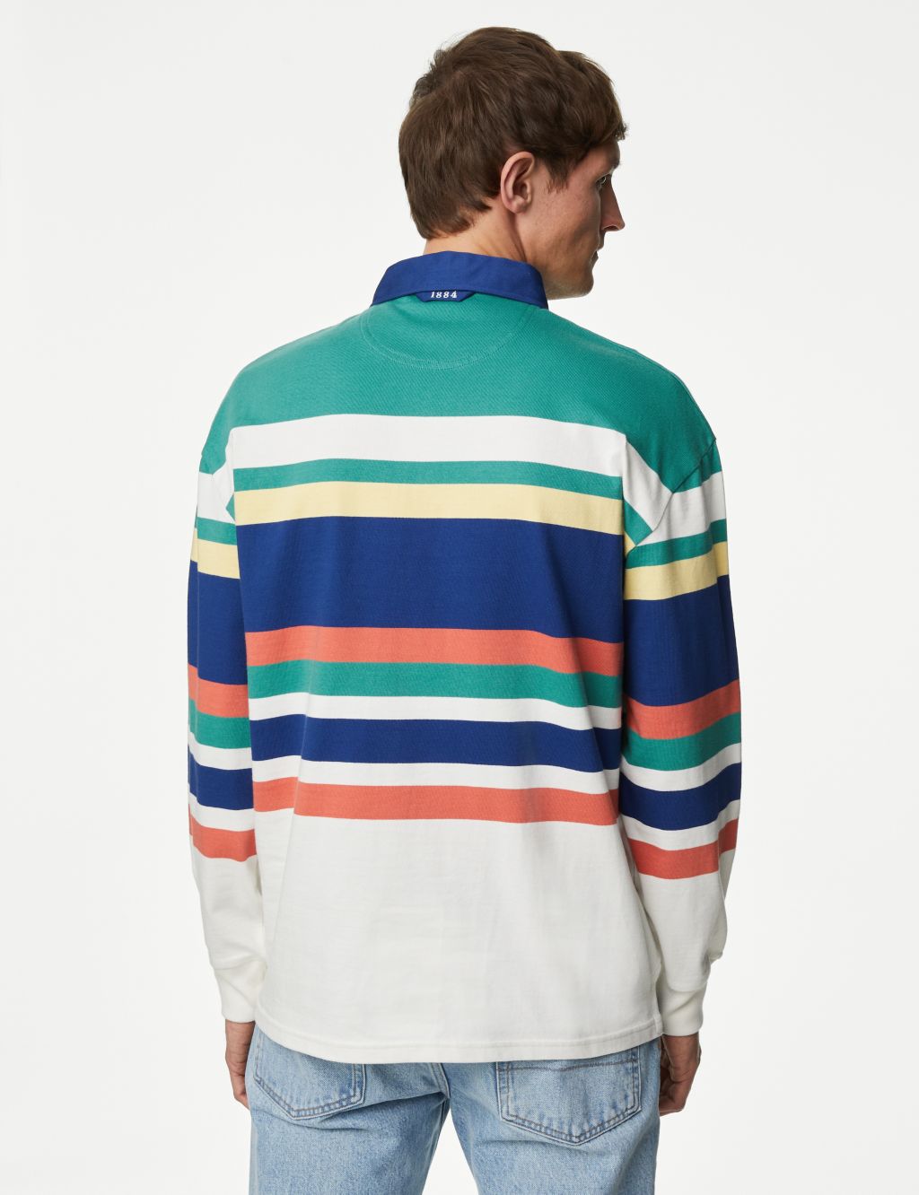 Pure Cotton Colour Block Striped Rugby Shirt 4 of 7