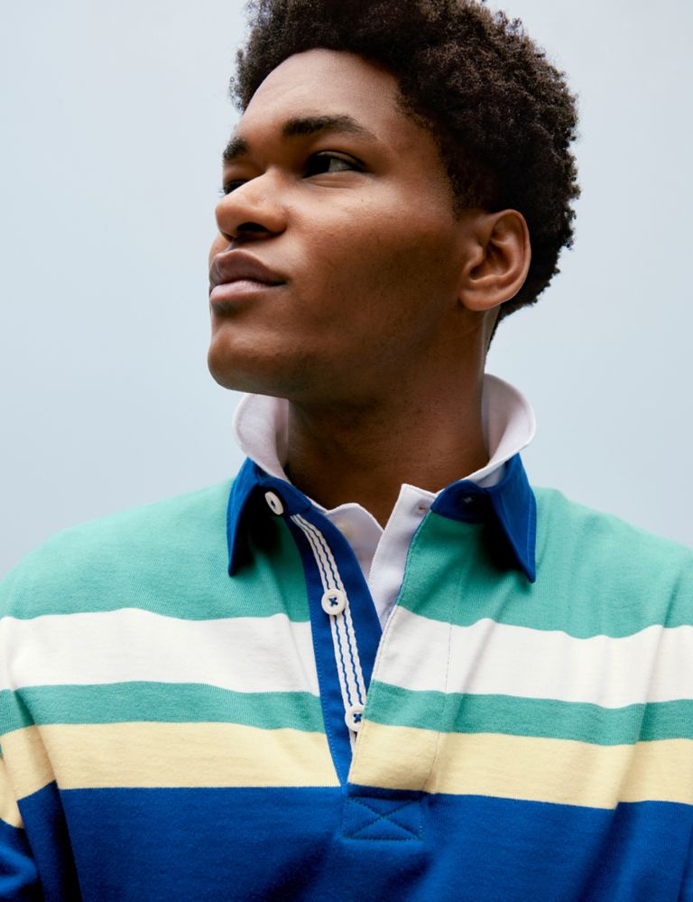 Pure Cotton Colour Block Striped Rugby Shirt 7 of 7