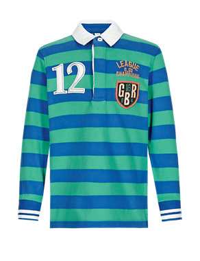 Pure Cotton Colour Block Striped Rugby Top (1-7 Years) Image 2 of 3