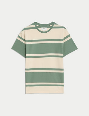 Pure Cotton Colour Block Striped T-Shirt Image 2 of 5