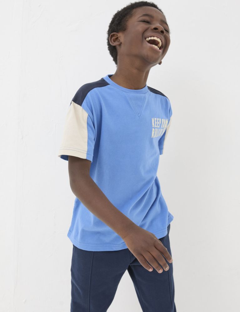 Pure Cotton Colour Block T-Shirt (3-13 Yrs) 1 of 4
