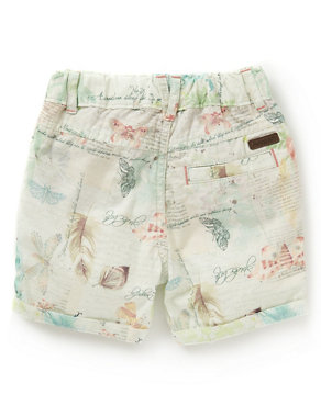 Pure Cotton Contrast Print Shorts Image 2 of 3