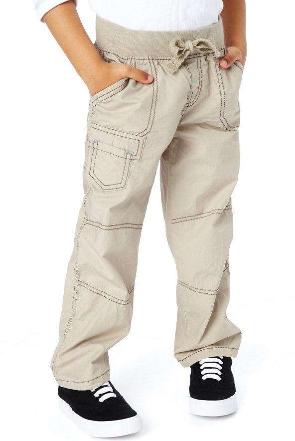 Pure Cotton Contrast Stitching Cargo Trousers Image 1 of 1