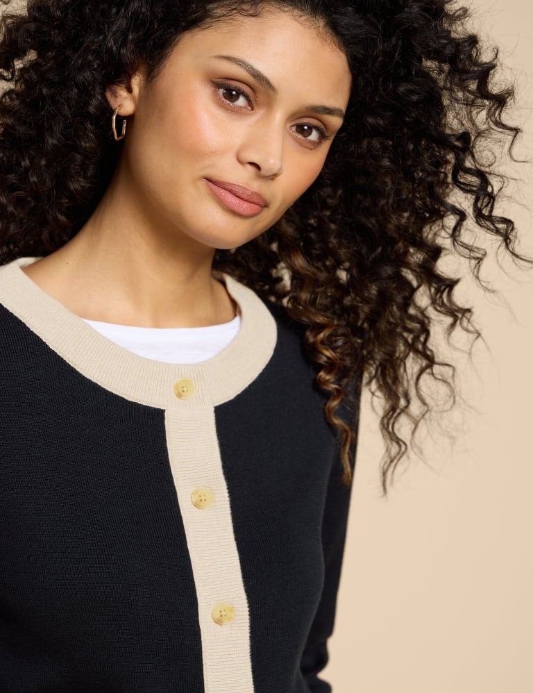 Pure Cotton Contrast Trim Cardigan White Stuff M S