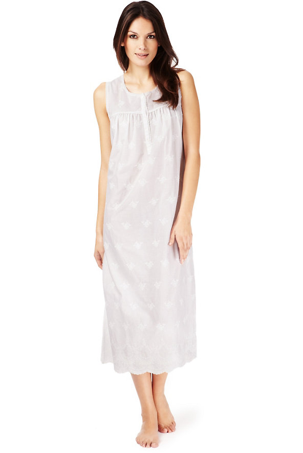 Pure Cotton Cool Comfort™ Embroidered Nightdress Image 1 of 1