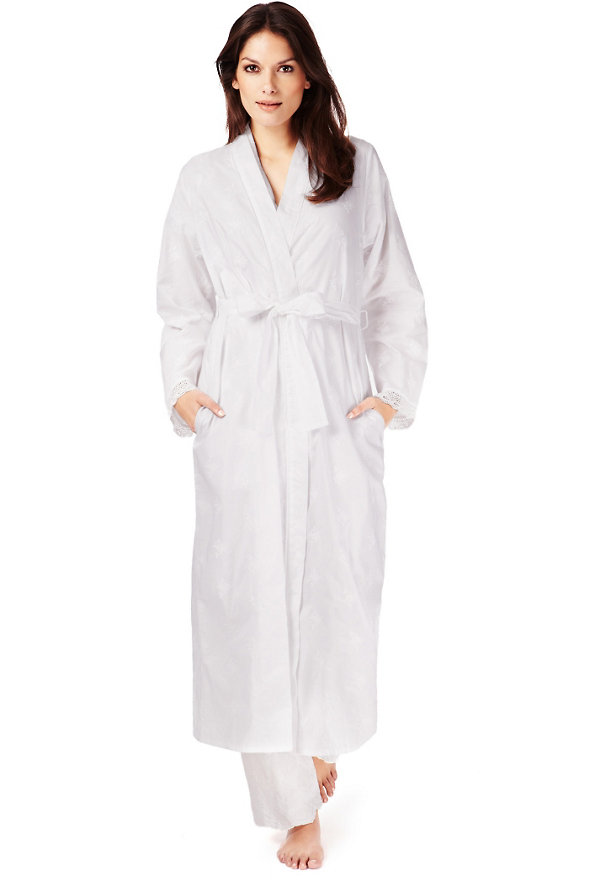 Pure Cotton Cool Comfort™ Long Wrap Dressing Gown Image 1 of 1
