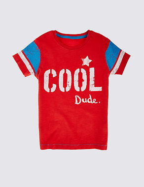 Pure Cotton Cool Dude Slogan T-Shirt (1-7 Years) Image 2 of 3