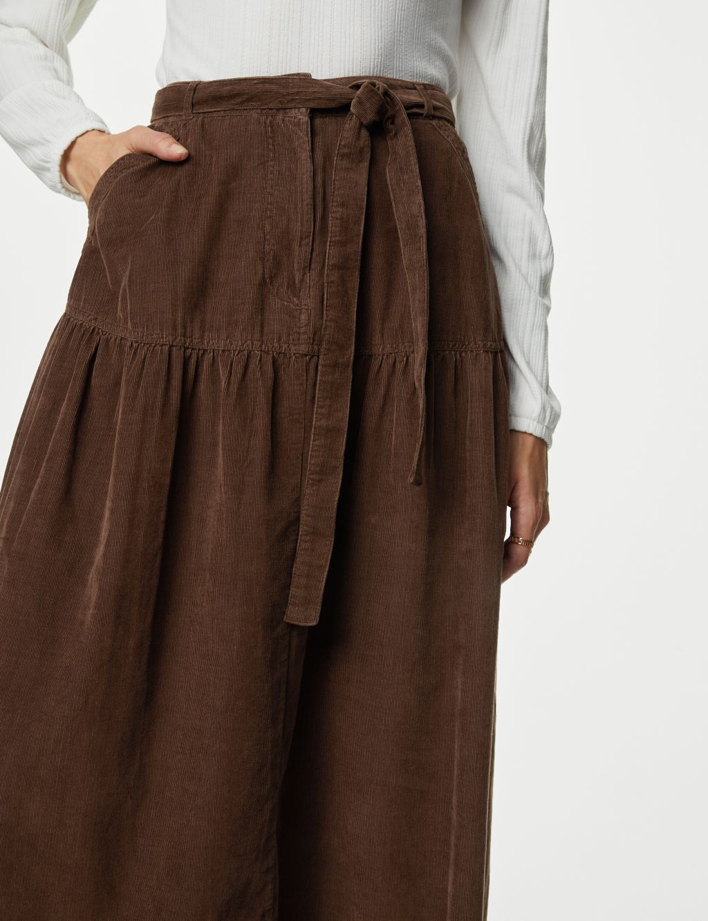 Pure Cotton Cord Midaxi Tiered Skirt | Per Una | M&S