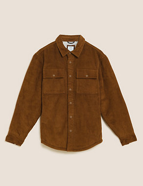 Pure Cotton Corduroy Borg Lined Shacket Image 2 of 4