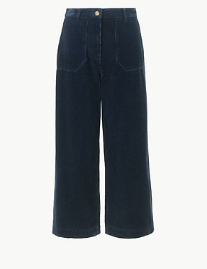 Pure Cotton Corduroy Cropped Trousers Image 2 of 5