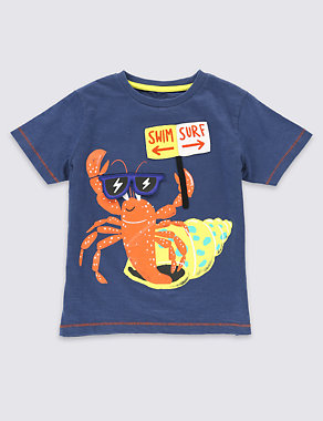 Pure Cotton Crab Print T-Shirt (1-7 Years) Image 2 of 4