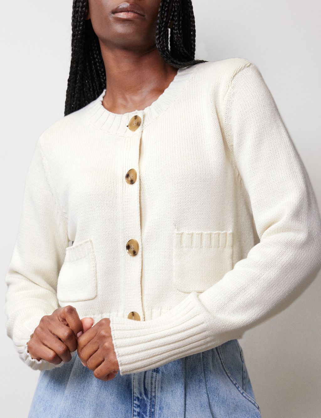 Pure Cotton Crew Neck Button Front Cardigan 4 of 4