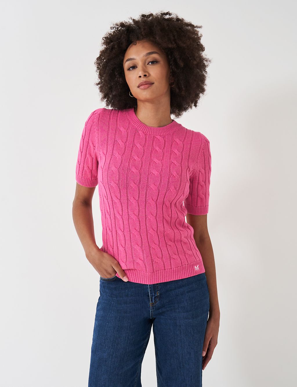 Pure Cotton Crew Neck Cable Knit Top 3 of 5