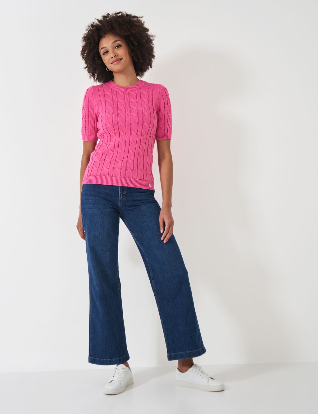 Pure Cotton Crew Neck Cable Knit Top 2 of 5