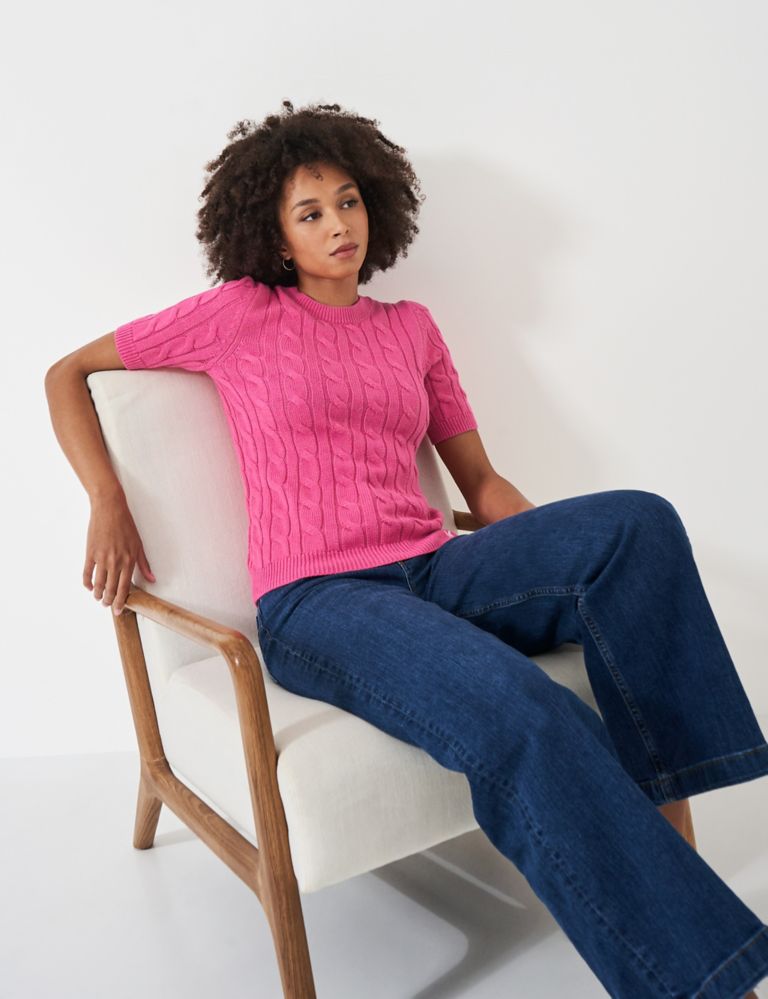 Pure Cotton Crew Neck Cable Knit Top 5 of 5